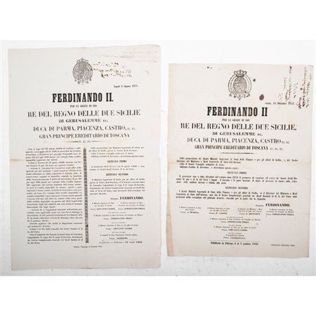 DUE DECRETI A STAMPA DEL REGNO DELLE DUE SICILIE