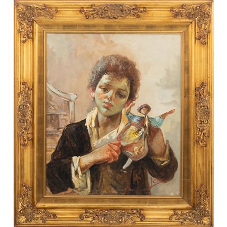 LUIGI CITO, La burattinaia, Olio su tela