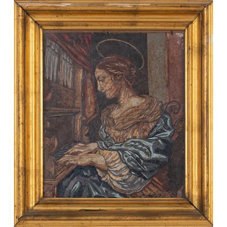 PITTORE DEL XX SECOLO, Santa Cecilia,Tecnica mista su tavola