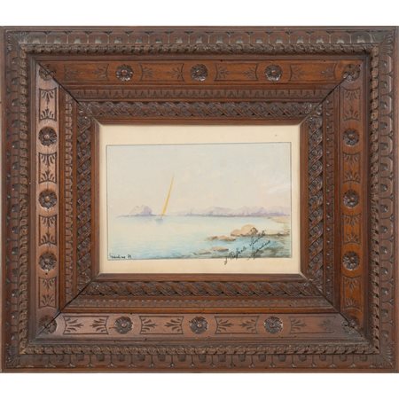 PITTORE DEI PRIMI DEL '900, Veduta marina, Acquarello