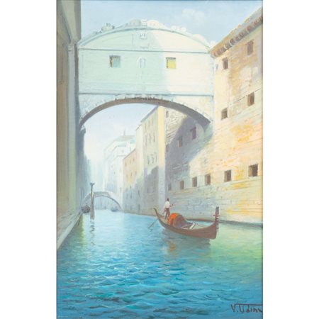 VINCENZO UDINE, Scorcio di Venezia, Olio su tela