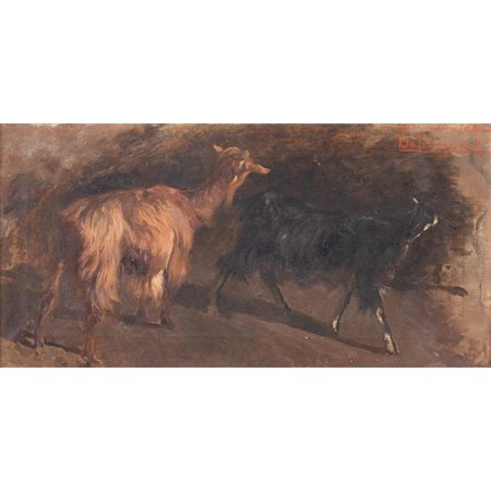 PIETRO DE FRANCISCO, Caprette (da F. Palizzi), Olio su tela