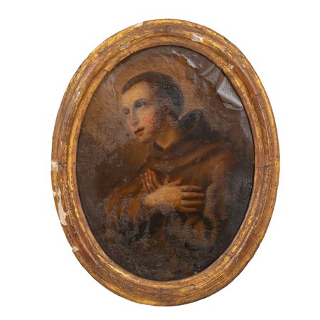 SCUOLA SICILIANA FINE XVIII SEC, Olio su metallo forma ovale