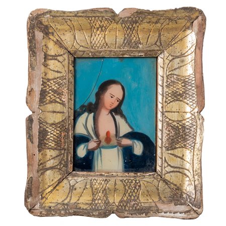 MANIFATTURA SICILIANA DEL XIX SECOLO, Pittura su vetro