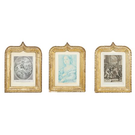 MANIFATTURA SICILIANA DEL XIX SECOLO, Tre cornici a punta