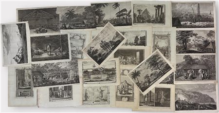 A large lot of various engravings with the theme of voyages of discovery...