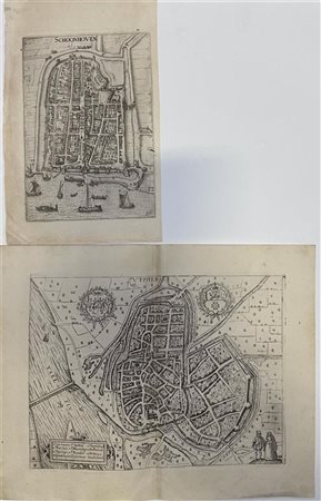 A lot consisting of (2) City maps made by L. Guicciardini, first quarter of...