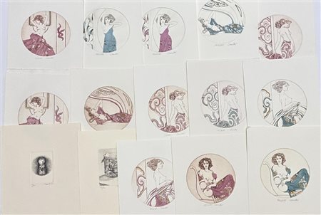 A lot consisting of various modern etchings with erotic representations.