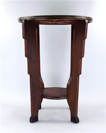 An Amsterdam School style smoking table with a chased copper top. Height 68...