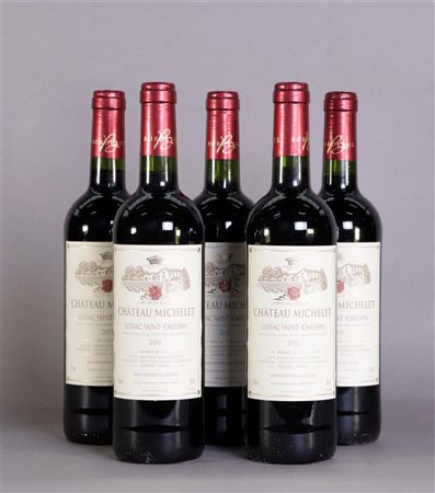 5x 0.75 liter Château Michelet Lussac Saint-Émilion 2011.