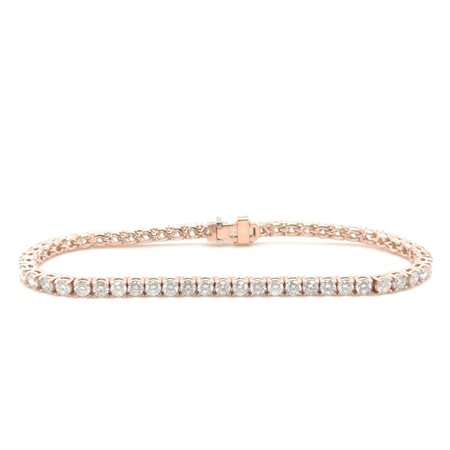 BRACCIALETTO IN ORO ROSA 14K 11.81 GR TIPO TENNIS CON DIAMANTI NATURALI 5.08 CT 18CM CERTIFICATO GEMMOLOGICO MAROZ DIAMONDS LTD MEMBRO ISRAEL DIAMOND EXCHANGE - BRC4060514k