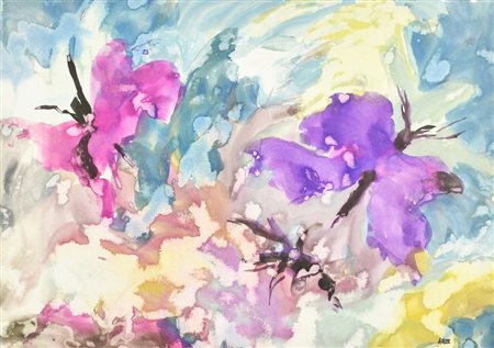Leonore Adler FARFALLE acquarello su carta, cm 60x80 firma