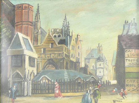 Ignoto PARIGI '800 olio su rame, cm 7,5x8,5