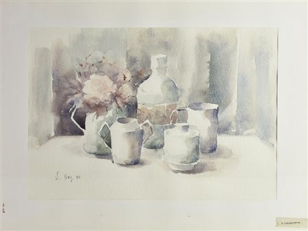 Luciana Bey LA DELICATEZZA DI UNA ROSA, 1990 acquerello su carta, cm 35x50...