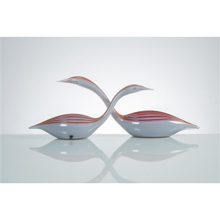 LIVIO SEGUSO, Due sculture di cigni in vetro