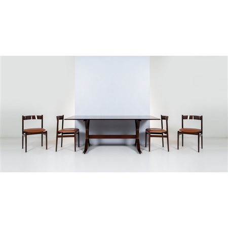 GIANFRANCO FRATTINI, Tavolo “522” e quattro sedie “101”