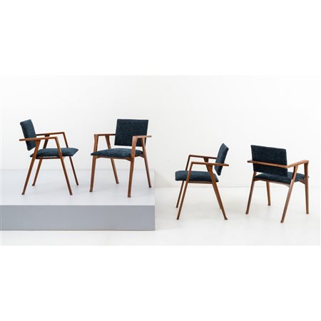 FRANCO ALBINI, Quattro sedie a braccioli modello “Luisa”