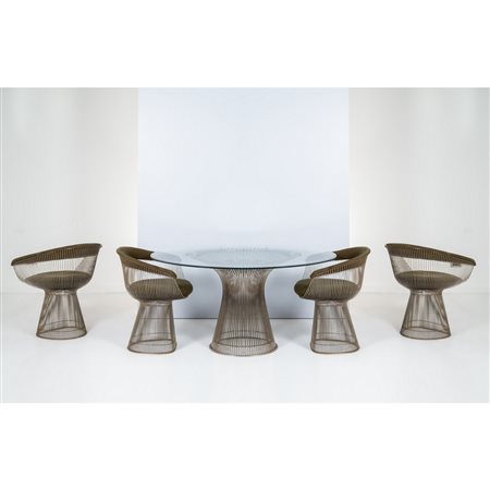 WARREN PLATNER, Tavolo “Platner High Tablee” e 4 sedie “Wire”