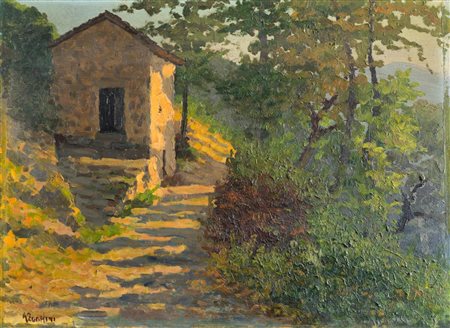 Agostino Zucchini (Fiesso di Budrio 1894 - Bologna 1972), “Casale nel bosco”.