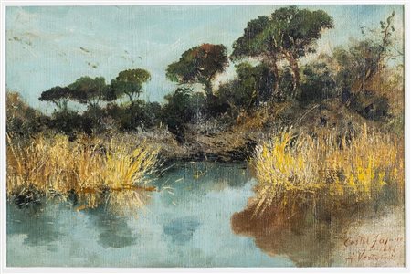 Achille Vertunni (Napoli 1826 – Roma 1897) “Castel Fusano”, 1882.