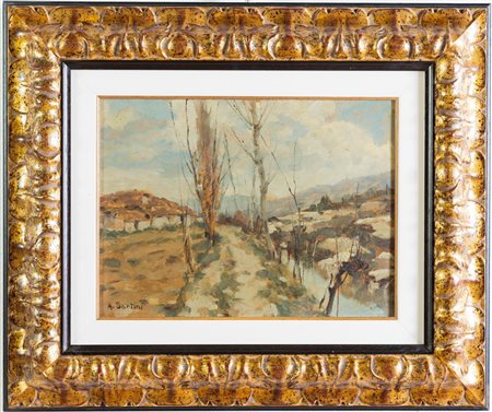 Antonio Sartini (Crespellano 1889 - Bazzano 1954), “Autunno in collina (Bologna Monteveglio), 1938.