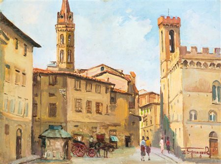 Ledo Gragnoli (Arezzo, 1934 - Firenze, 1970), “Scorcio cittadino”.