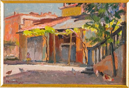 Gino Marzocchi (Molinella 1895 - Bologna 1981), “L’aia”, 1947.