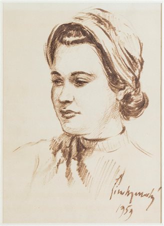 Gino Marzocchi (Molinella 1895 - Bologna 1981), “Ritratto femminile”, 1959.