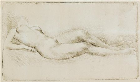 Gino Marzocchi (Molinella 1895 - Bologna 1981), “Nudo femminile disteso”, 1929.