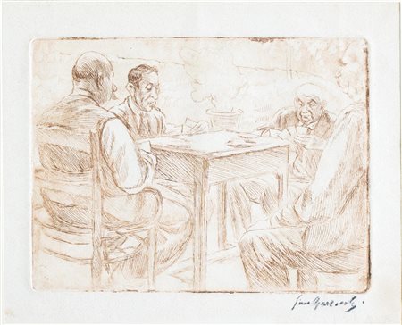 Gino Marzocchi (Molinella 1895 - Bologna 1981), “Giocatori di carte”.