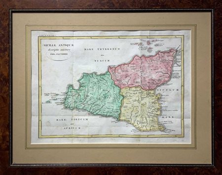Filippo Cluverio (Danzica 1580-Leida 1622)  - Siciliae antiquae, carta geografica
