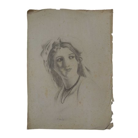 Emanuela  Sturzo, sorella gemella di Don Luigi Sturzo (Caltagirone  1871-1948)  - Volto di donna con collana