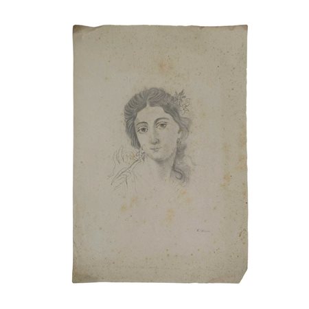 Emanuela  Sturzo, sorella gemella di Don Luigi Sturzo (Caltagirone  1871-1948)  - Volto di donna con fiore in mano 