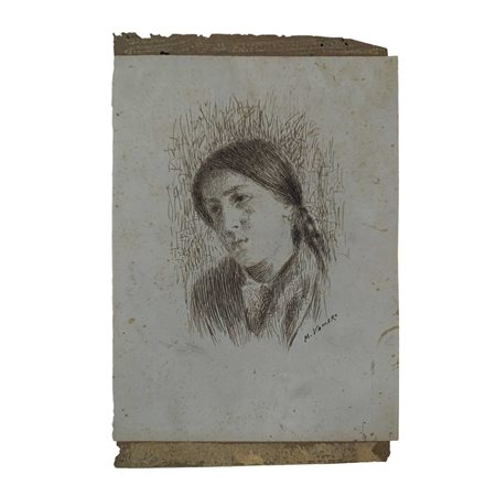 Mario  Vaccaro (Caltagirone  1869-1956)  - Volto di ragazza
