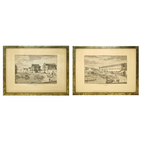 Coppia di incisioni di Veduta della Porte della Mira n. 23 e Veduta fuori dalle Porte della Mira, 19th secolo