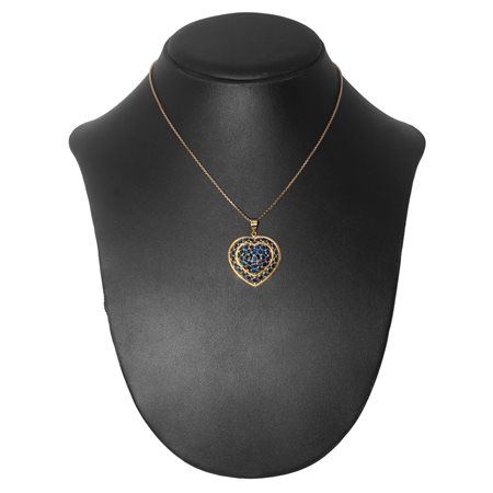 Ciondolo a cuore in oro giallo 18 kt e zaffiri con collana in oro.