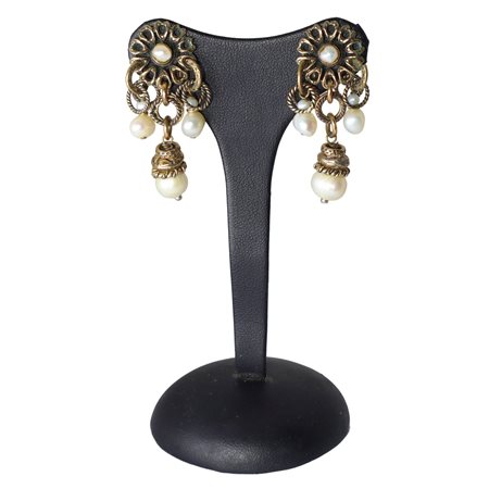 Orecchini alcozer con margherita e perle pendenti