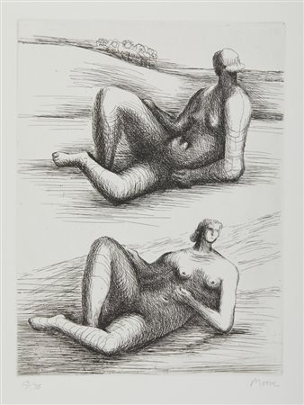 MOORE HENRY (1898 - 1986) - DUE FIGURE DISTESE, 1977-1978.