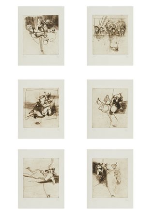 ARNOLDI NAG (n. 1928) - CARTELLA COMPOSTA DA N.7 FOGLI: OMAGGIO A PAOLO UCCELLO.