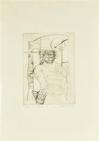 Gianni Sesia della Merla FAUNO incisione su carta, battuta cm 25x18, foglio...