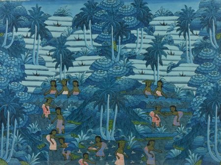 Duamdton I. Batuan LAVORO NELLA RISAIA tecnica mista su cartone telato, cm...