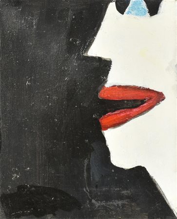 Leon PROFILO FEMMINILE vernice su tela, cm 27x22