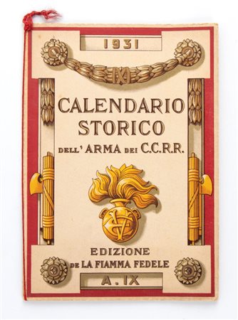  
Calendario CARABINIERI REALI anno 1931 1931
 24x17