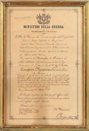  
Diploma di medaglia di bronzo VM 1917
 28x41 cm
