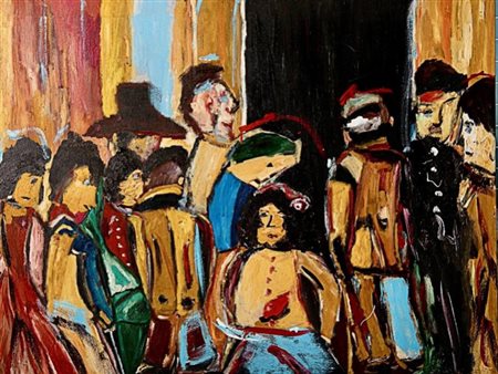 Enrico Gasparri (Catania, 1976 - ) Tempi oscuri Olio su tela 90x116 cm