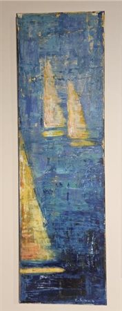 Pina Santonocito (Catania, 1961 - ) Vele gialle su sfondo blu Acrilico su...