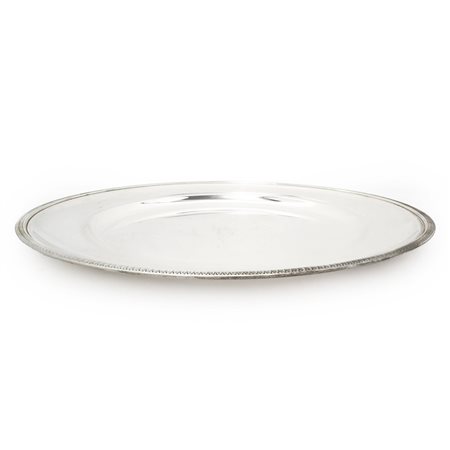 Vassoio circolare in argento 800, 20th secolo