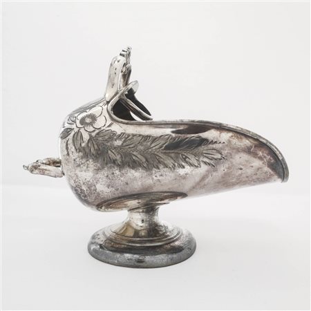 Zuccheriera in sheffield decorata a sbalzo dotata di cucchiaino