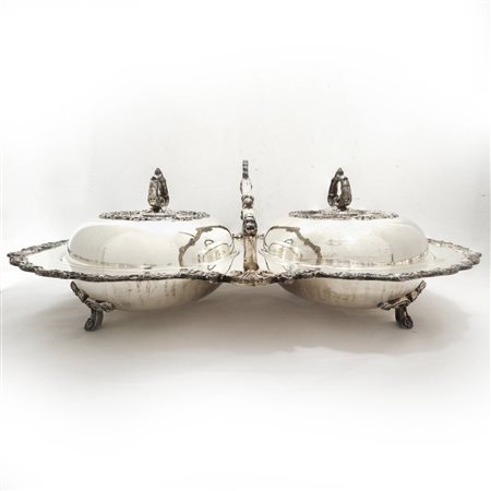 Scaldavivande in Sheffield con decori, 20th secolo