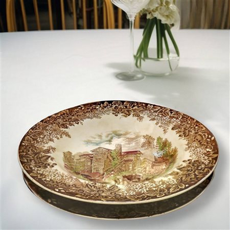 J & G Meakin England (1851-2000)  - Servizio piatti policromi dis. Romantic England, 19th secolo